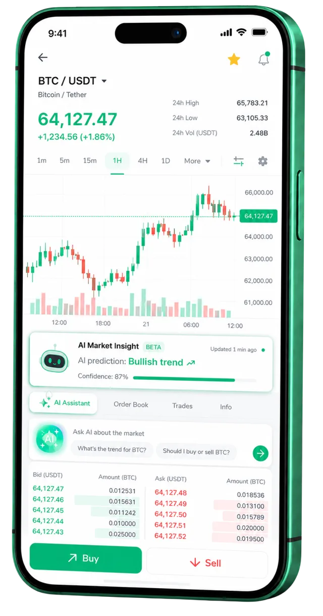 Aplicación móvil de trading de Instantpro ejecutándose en un smartphone